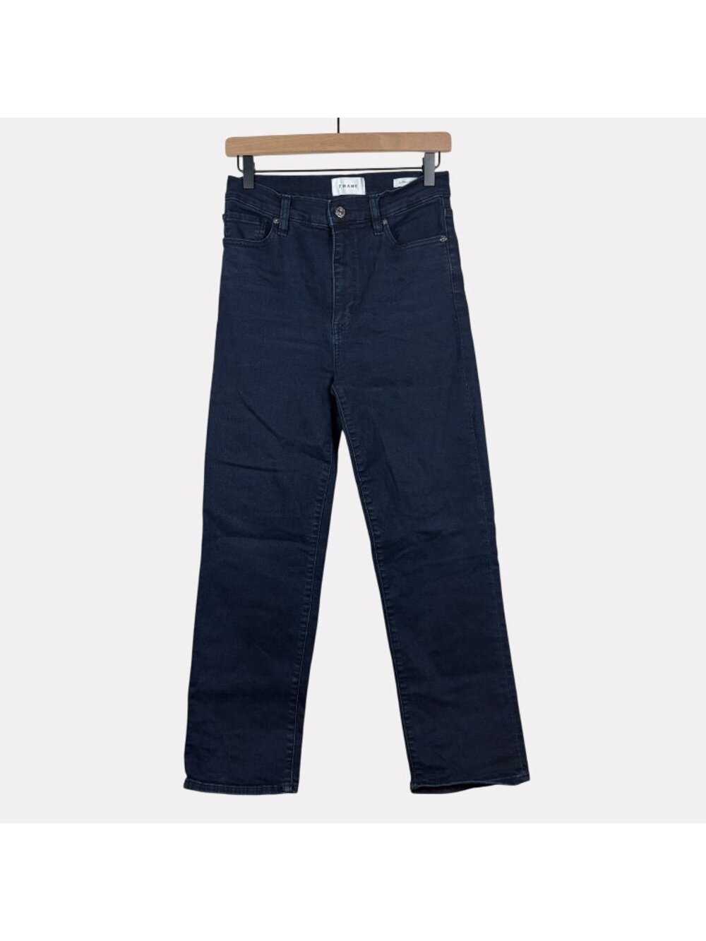 Frame Le Sleek Straight Dark Wash Jeans Womens 28 Blue Zip Fly Stretch